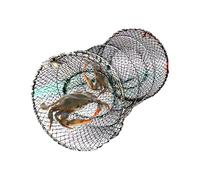 Crab Traps, Crawfish Trap, 9.84x17.72 Inches Size Multifunctional Lightweight, Foldable Floating Bait Cage Net for Cast Net Tool, Freshwater Beach Survival Trapping, Black
