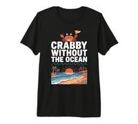 Crabby Without The Ocean Funny Beach Vacation Crab Maglietta Premium