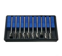 Crabop 10pcs 1/8 "Shank Carbide Burr Set per Alluminio Acciaio, Rotary File Bit con Custodia per Die Grinder Foratura