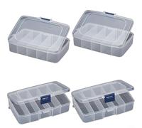 Crabop 4 scatole portaoggetti in plastica trasparente con 5 scomparti, organizer portatile per viti, per ferramenta, forniture artigianali, attrezzatura da pesca