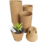 Crabop 45 vasi biodegradabili per piantare, 8 x 8 x 5 cm, bicchieri di carta per vivaio con 30 etichette, vassoio da giardino per trapianto diretto