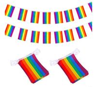 Crabop Bandierine Rainbow Pride, confezione da 2 pezzi, 40 bandiere per gay pride, per parate, festival, feste in giardino, decorazione, 20 x 14 cm, in poliestere