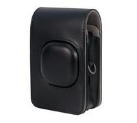 Crabop Borsa per fotocamera in PU retrò, per Fujifilm per Instax per Mini LiPlay, custodia protettiva morbida, con cappuccio rimovibile e tracolla regolabile per viaggi (nero)