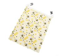Crabop Borsa per pane riutilizzabile in cera d'api con cerniera a L e manico, 43 x 33 cm, in lino e cotone, per cucina, custode degli alimenti (B)