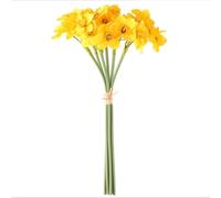 Crabop Bouquet di narcisi artificiali in seta, 6 pezzi, gialli realistici, steli di narciso, decorazione per casa, matrimoni, feste, centrotavola, 40 cm (giallo)