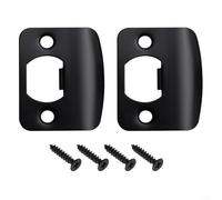 Crabop Confezione da 2 piastre di sicurezza per porte interne esterne e interne (angoli arrotondati) in acciaio inox, colore nero, con rinforzo regolabile per una maggiore sicurezza domestica