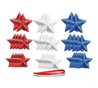 Crabop Decorazioni patriottiche a forma di stella in schiuma, 36 pezzi, rosso, bianco e blu, glitterate, ornamenti da appendere con corda, per il 4 luglio, festa dell'indipendenza, festa dell'albero