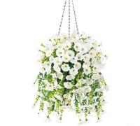 Crabop Ghirlanda artificiale "Glory del mattino", 75 cm, resistente ai raggi UV, con 69 fiori, decorazione da giardino per esterni, arco nuziale e da appendere alla parete (B)