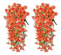 Crabop Ghirlanda artificiale "Glory del mattino", 75 cm, resistente ai raggi UV, con 69 fiori, per decorazione da giardino all'aperto, arco nuziale e da appendere alla parete (D)
