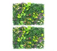 Crabop Pannelli da parete con piante finte, 2 pezzi, 60 x 40 cm, siepe di edera artificiale, per balcone, recinzione, copertura verde, sfondo, decorazione per la casa (C)