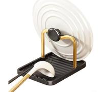 Crabop Poggiamestolo in metallo con coperchio, supporto in lega resistente al calore con base antiscivolo, scaffale compatto per utensili da cucina per cucinare e visualizzare ricette, 18 x 14 x 11 cm