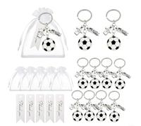 Crabop Portachiavi a forma di pallone da calcio, confezione da 20, per mini set di portachiavi con borse per eventi sportivi, souvenir, ricompense di carnevale, 7,6 cm (20 pezzi)