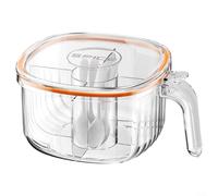 Crabop Scatola per condimenti a 5 griglie con coperchio trasparente, organizer sigillato per spezie per piano di lavoro della cucina, barattolo compatto per condimenti in arancione