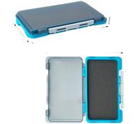 Crabop Scatola per esche da pesca a mosca con inserto in schiuma EVA, organizer impermeabile per attrezzature, custodia compatta da 17,5 x 10,4 cm, per ami ed esche, viaggi all'aperto (blu)