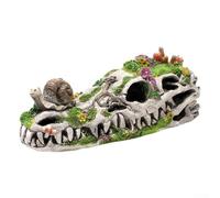 Crabop Statua Drago Scheletro Resina 18.5cm per decorazione per giardino | Design realistico ossa, finitura pietra antica, resina , 18.5cm, per ideale giardino