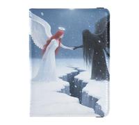 Crack - Custodia per passaporto in pelle con angelo e figura scura, impermeabile, porta passaporto, accessori per viaggi in famiglia