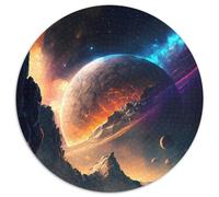 Crack Planet Landscape - Puzzle rotondo da 1000 pezzi per adulti, ideale come regalo fai da te per la casa, rompicapo per adulti (dimensioni 67,5x67,5 cm)