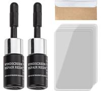 Cracks Gone Glass Kit, liquido di riparazione per vetro, kit di riparazione specchio a base di resina, nano riempitivo fluido per riparare scheggiature, crepe, crepe stellari, crepe a occhio di bue (2