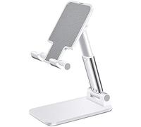 Cracksin Supporto per cellulare da tavolo, regolabile, da ufficio, da tavolo, per smartphone, compatibile con iPhone, Huawei, Samsung, Xiaomi, tutti gli smartphone (bianco)