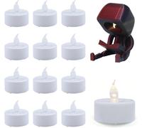 Craetive - Kit di 12 candele a LED per stampante 3D, 3 V, colore bianco caldo, compatibile con portacandele personalizzati, lampade a candela, modello stampato, confezione da 12, diametro 37,2 x