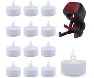 Craetive - Kit di 12 candele a LED per stampante 3D, 3 V, colore bianco caldo, compatibile con portacandele personalizzati, lampade a candela, modello stampato, confezione da 12, diametro 37,2 x