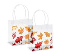Crafans 2 sacchetti in PVC trasparente con stampa a foglia, sacchetti regalo in plastica trasparente, 19 x 15,5 x 7,5 cm, riutilizzabili, per shopping e regali, per shopping, confezioni regalo di
