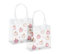 Crafans 2 sacchetti in PVC trasparente con stampa a zucca, sacchetti regalo in plastica trasparente, 19 x 15,5 x 7,5 cm, riutilizzabili, per shopping e regali, per shopping, confezioni regalo di nozze