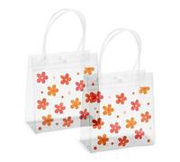 Crafans 2 sacchetti in PVC trasparente con stampa floreale, sacchetti regalo in plastica trasparente, 19 x 15,5 x 7,5 cm, riutilizzabili, per shopping e regali, per shopping, confezioni regalo di