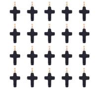 Crafans 20 ciondoli a forma di croce in vetro, a forma di crocifisso, con risultati dorati, gioielli religiosi, per collane fai da te, orecchini, gioielli, colore: nero