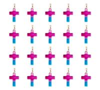 Crafans 20 ciondoli a forma di croce in vetro trasparente, a forma di crocifisso, con risultati dorati, gioielli religiosi, per collane e orecchini fai da te, blu/viola