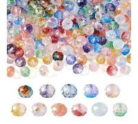 Crafans 220 Pezzi Perline di Cristallo Con Lamina d'oro - Rondelle Trasparenti di Vetro Sfaccettate e Dipinte a Cottura - Distanziatrici Sciolte per Creazione di Gioielli