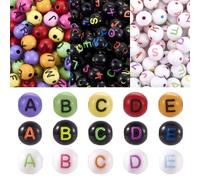 Crafans 300 pezzi di perline con lettere artigianali AZ perline distanziatrici con alfabeto in acrilico rotondo con foro orizzontale perline colorate per braccialetti dell'amicizia, per la creazione d
