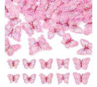 Crafans 40 Toppe in Pizzo a Forma di Farfalla, Ricami a Farfalla Rosa Perla, Toppe da Cucire, per Abiti, Applicazioni da Cucire, Farfalle Ricamate, lavori Artigianali per progetti di Cucito