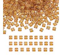 Crafans 400 perline rettangolari in acrilico, 8,5 x 7,5 x 4 mm, trasparenti, dorate, con lettere dell'alfabeto, distanziatori con collegamenti multifilo, per la creazione di gioielli (trasparenti)