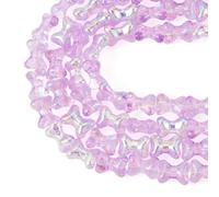 Crafans 60 perline in vetro a forma di fiocco, iridescenti, lilla, trasparenti, colore AB, per gioielli fai da te, bracciali, collane, gioielli, colore: lilla