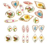 Crafans Ciondoli in resina a forma di fiore essiccato, campioni di fiori, in lega epossidica, per la creazione di gioielli fai da te, Resina