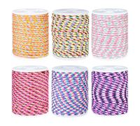 Crafans Cordini intrecciati da 1,5 mm, 4 strati, in cotone macramè, 6 colori, corda intrecciata con bobina, per fai da te, lavori a maglia, ganci da parete