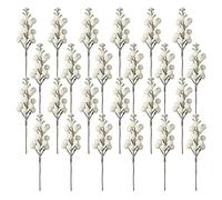 Crafare Confezione da 24 steli di bacche natalizie glitterate artificiali, per ornamenti per albero di Natale, ghirlande natalizie fai da te, artigianato, decorazioni per vacanze e casa, colore: