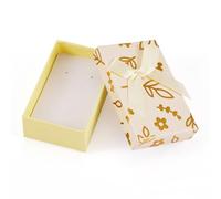 Crafdady, 12 scatole di cartone da 8 x 5 cm, con stampa di fiori e foglie, scatole regalo di carta per gioielli, orecchini, collane, giallo chiaro