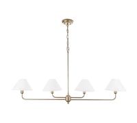 CRAFDECO Lampada dorata dal design moderno, ampio paralume bianco, elegante lampada a sospensione per soggiorno, sala da pranzo, ufficio, lavorazione di alta qualità, elegante lampada a sospensione