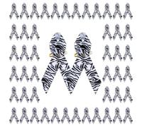 CRAFFANCY 100 spille a forma di zebra, in raso bianco e nero, EDS, spilla per la consapevolezza del cancro carcinoide con spille di sicurezza, 7,5 x 4 cm
