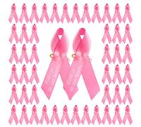 CRAFFANCY 100 Spille con Nastro Rosa,Spille per Il Cancro al Seno,distintivi per la sensibilizzazione sul Cancro,Spille Forever in Our Hearts