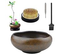 CRAFFANCY - Kit per la Composizione dei Fiori, in Argilla Viola, Vaso in Ceramica con Fiori Kenzan, Rana di 5 cm, per Decorare la casa