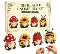 Craft Beads - Creative 3D Gnome Handcraft Set, Features Color Coded High Definition Step By Step Visual Instructions, Includes Reusable Lock Storage Organizer Trays Against Spills, Explains Three
