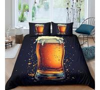 Craft beer pourSet Di Copripiumino microfibra 3 Pezzi stampa di 3D cerniera nascosta Artistic beverage illust copripiumino incluso federe aiosa ultra morbido e traspirante for bambini King（220x240cm）