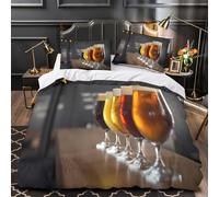Craft Beer Tasting Set Di Copripiumino 3 Pezzi ultra microfibra stampa 3D con cerniera Brewery Experience Set Di Copripiumino con federa per cuscini morbido e comodo for coppie Double（200x200cm）