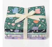 Craft Cotton Co. Botanique Brew - Tessuto in 100% cotone, 45 x 55 cm, a tema tè primaverile, 5 pezzi, per artigianato, cucito, trapuntatura, artigianato per bambini