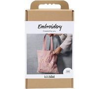 Craft Kit Embroidery, Tote Bag, Soft Rose, 1 Pack