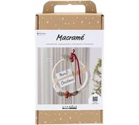 Craft Kit Macramé - Make a Macramé Christmas Wreath in Moss Green, Christmas Red