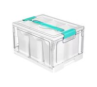 Craft Organizer Case, 24 Qt Clear Storage Box with Adjustable Dividers